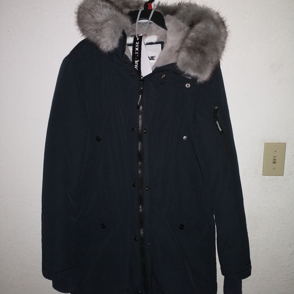 Sixth June Parka Navy with Fur Hood